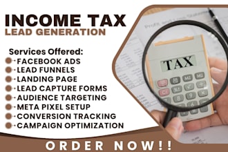income tax preparation leads landing page facebook ads finance website flyerlogo