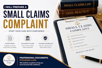 prepare a small claims complaint for your money dispute and court case