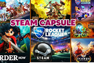 design steam capsule art, game banner, steam store artwork, steam page capsule