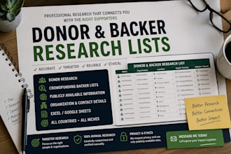 build targeted donor and crowdfunding backer research lists