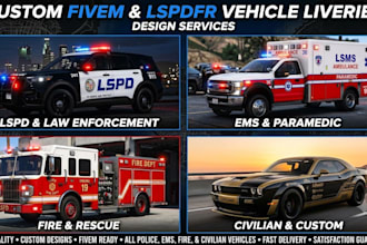design custom fivem lspdfr ems, fire, law enforcement, or civilian liveries