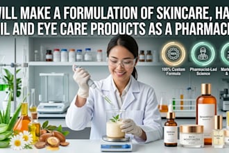 make a formulation of skincare, hair, nail and eyecare products as a pharmacist