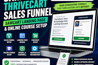be your samcart thrivecart sales funnel, samcart landing page, online course