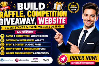 build raffle competition giveaway website, sweaptakes event wesbite design