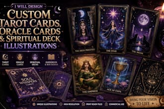 design custom tarot cards, oracle cards and spiritual deck illustrations