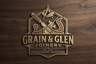 design a premium joinery logo for your woodworking brand