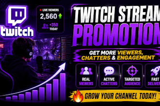 promote your twitch stream to increase live viewers, chatters, and engagement