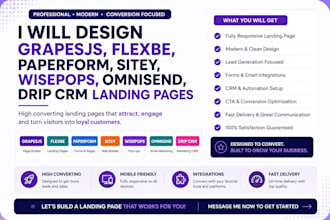 design grapesjs flexbe paperform sitey wisepops omnisend drip CRM landing pages