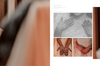 design modern wedding album and wedding photo color grading