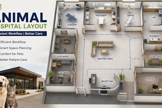 create an animal hospital layout for efficient workflow and patient care