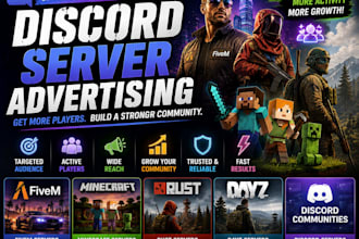 discord server promotion, fivem ads, rust, dayz, minecraft, gaming promotion