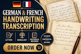 transcribe german and french handwritten letters and genealogy documents