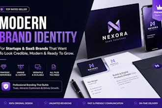 design minimalist logo, branding kit and brand identity for startups, saas brand