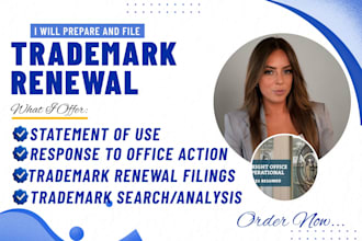 file uspto trademark renewal, statement of use, sou and office action
