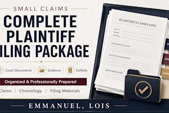 create small claims plaintiff filing package with organized court documents