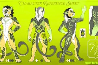 create a furry fursona reference sheet for vtuber or vrchat