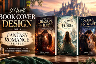 book cover design for a fantasy romance series
