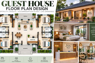 design guest house floor plans, hospitality layouts, accommodation cad drawings