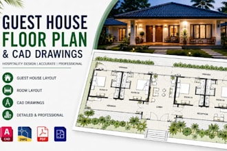 design guest house floor plan hospitality cad drawings