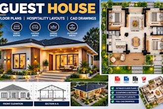 design guest house floor plans, hospitality layouts, accommodation cad drawings