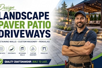 design landscape paver patio driveways retaining walls custom masonry pergolas