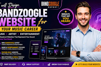design bandzoogle website, music website entertainment website for music career