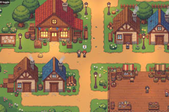 create top down pixel art tileset game map and background assets rpg maker