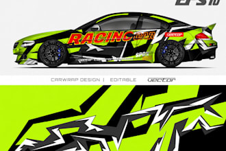design sports car wrap, racing livery, vinyl decal, custom vehicle graphics