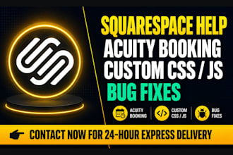 setup squarespace acuity scheduling and fix custom css javascript bugs