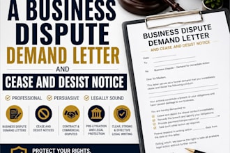 draft a business dispute demand letter and cease and desist notice