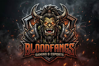 design a fierce orc mascot logo for gaming and esports