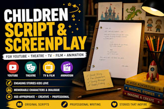 write edit a children script screenplay for youtube theatre tv film animation