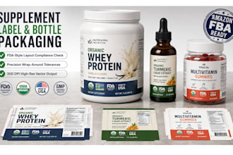 design supplement label, bottle packaging and jar label design