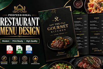 design a modern restaurant menu