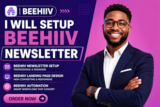 setup beehiiv newsletter, design beehive website landing page beehiiv automation