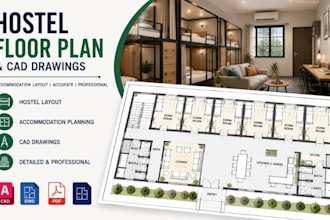 design hostel floor plan accommodation layout cad drawings