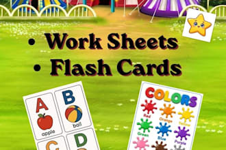 design attractive educational flashcards and worksheets