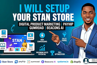 setup stan store stan store digital product maketing payhip gumroad beacons ai