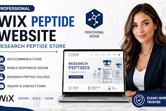 design wix peptide website, peptide ecommerce store, research peptide farmer web