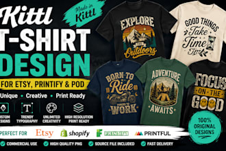 create kittl t shirt designs for etsy printify and pod