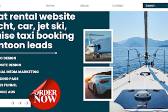 design boat rental website yacht, car, jet, taxi booking pontoon lead generation