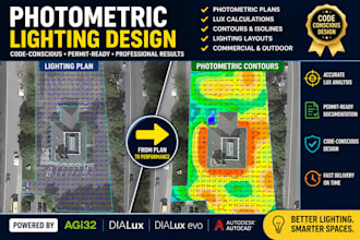 create code compliant photometric plans, contours and lighting design