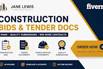 write construction bids, tender documents, rams and quality submissions