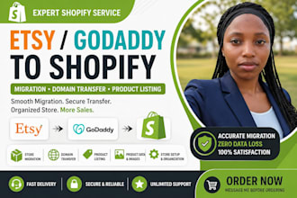 migrate etsy godaddy to shopify transfer domain list bulk csv products