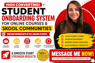 student onboarding system for online courses and skool communities