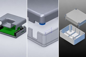 design pcb enclosure, electronics case, snap fit housing, 3d cad for 3d printing