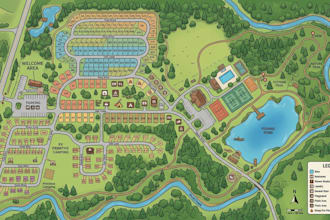 create hiking trail, city, rv park, campground and property map