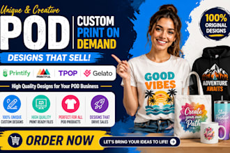 design unique pod custom print on demand  printify printful tpop gelato