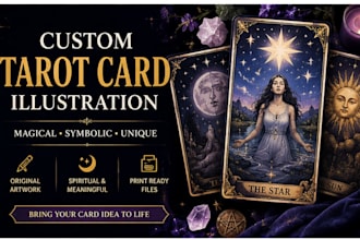 design custom tarot card illustration and magical tarot card art