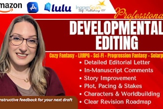 developmental edit cozy fantasy, litrpg, cozy sci fi, solarpunk novels editor